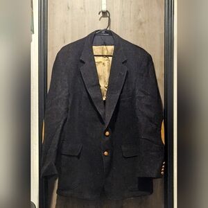 Mens Black Blazer with Tan Accents, Size 46R